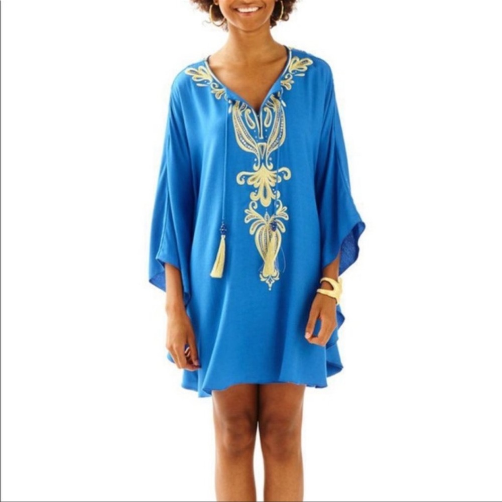 NWT Lilly Pulitzer Emera Caftan in Brilliant Blue Size XXS/XS
